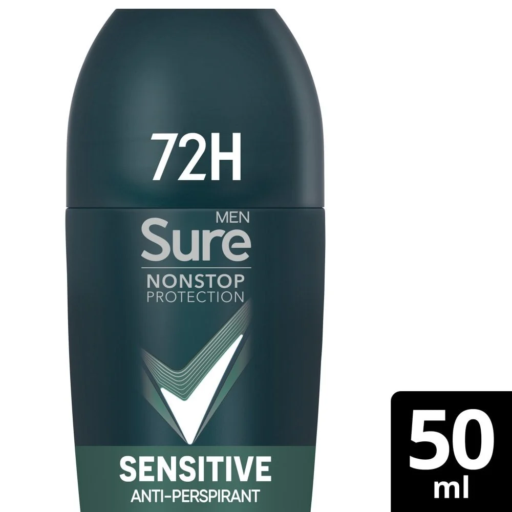 Sure Men Nonstop Protection 72h Sensitive Anti-Perspirant Deodorant Roll-On 50ml - Image 2