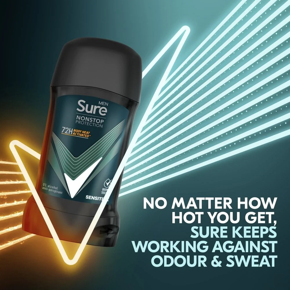 Sure Men Nonstop Protection 72h Sensitive Anti-Perspirant Deodorant Stick 50ml - Image 5