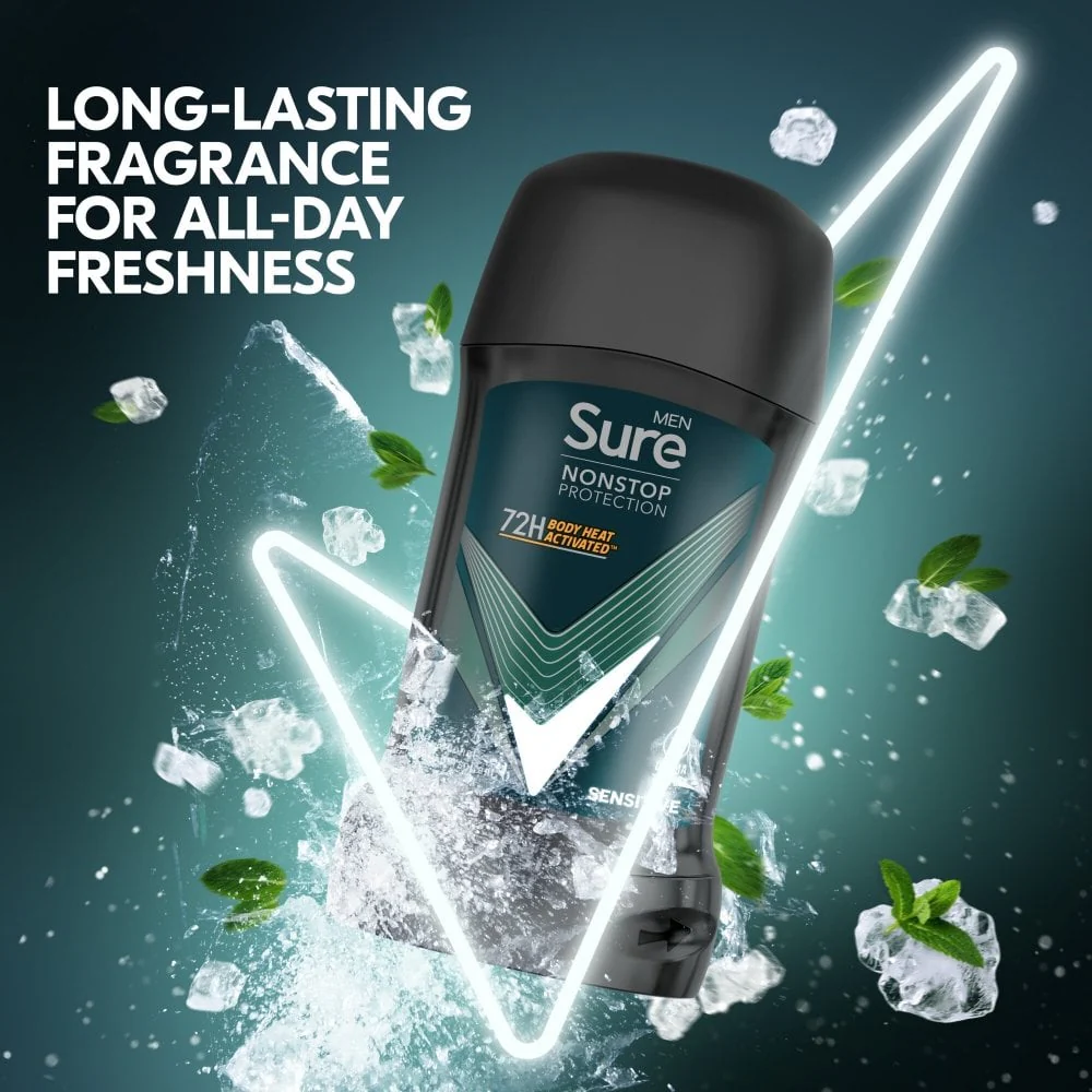 Sure Men Nonstop Protection 72h Sensitive Anti-Perspirant Deodorant Stick 50ml - Image 6