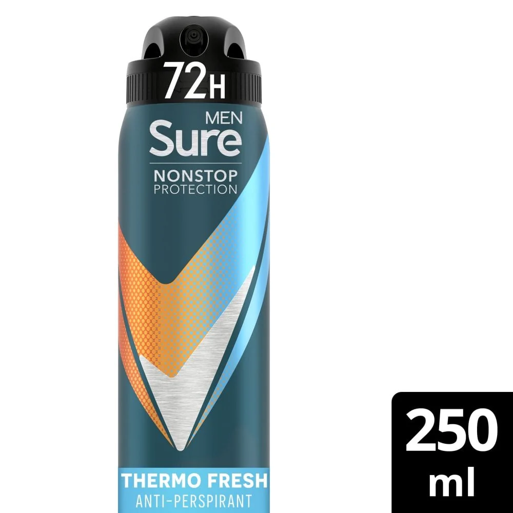 Sure Men Nonstop Protection 72h Thermo Fresh Anti-Perspirant Deodorant Spray 250ml - Image 2