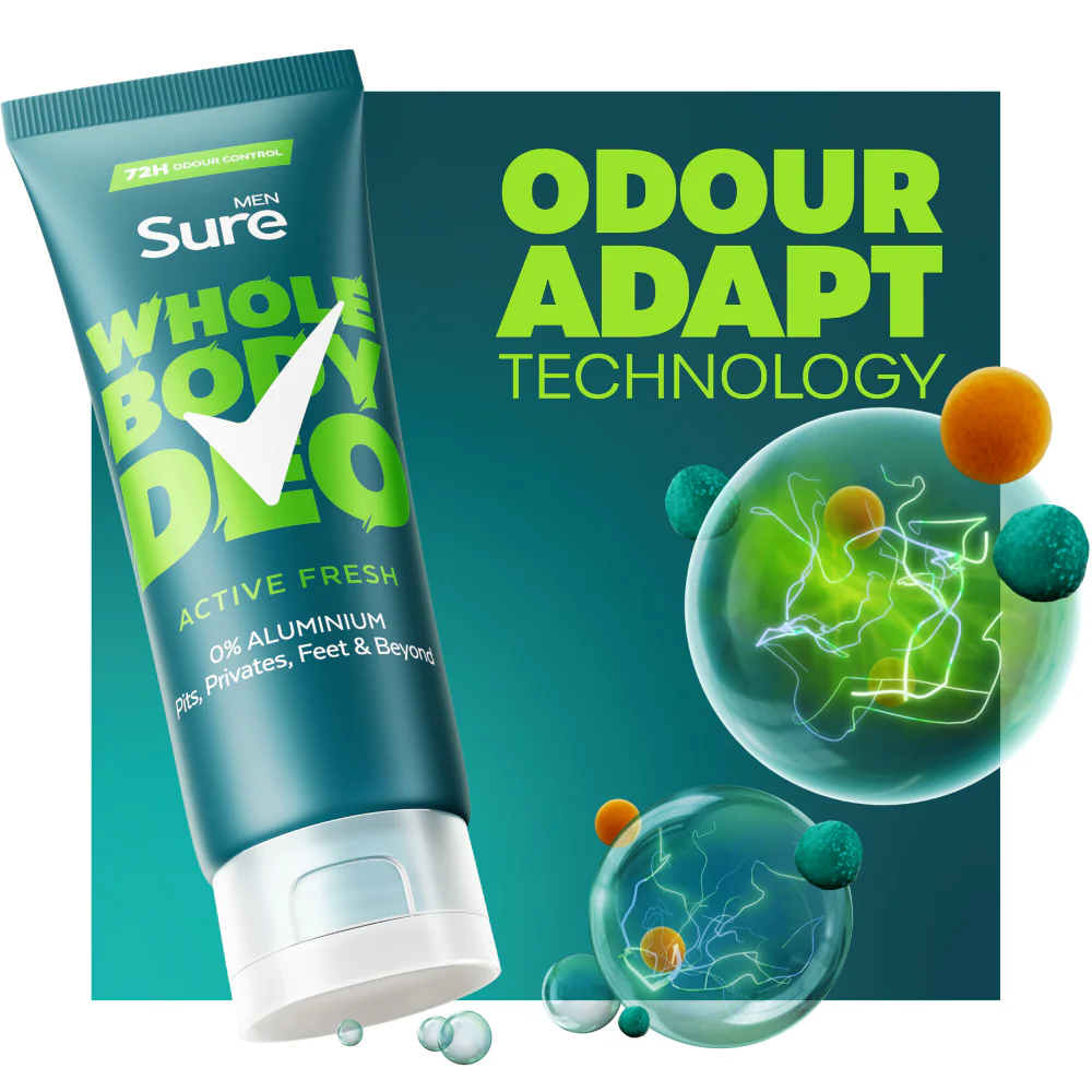 Sure Men Whole Body Deo 72h Active Fresh Deodorant Cream 75ml - Image 3