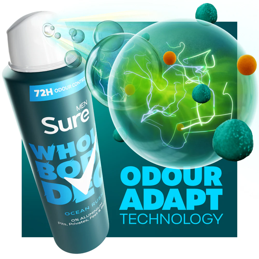 Sure Men Whole Body Deo 72h Ocean Rush Deodorant Body Spray 150ml - Image 4