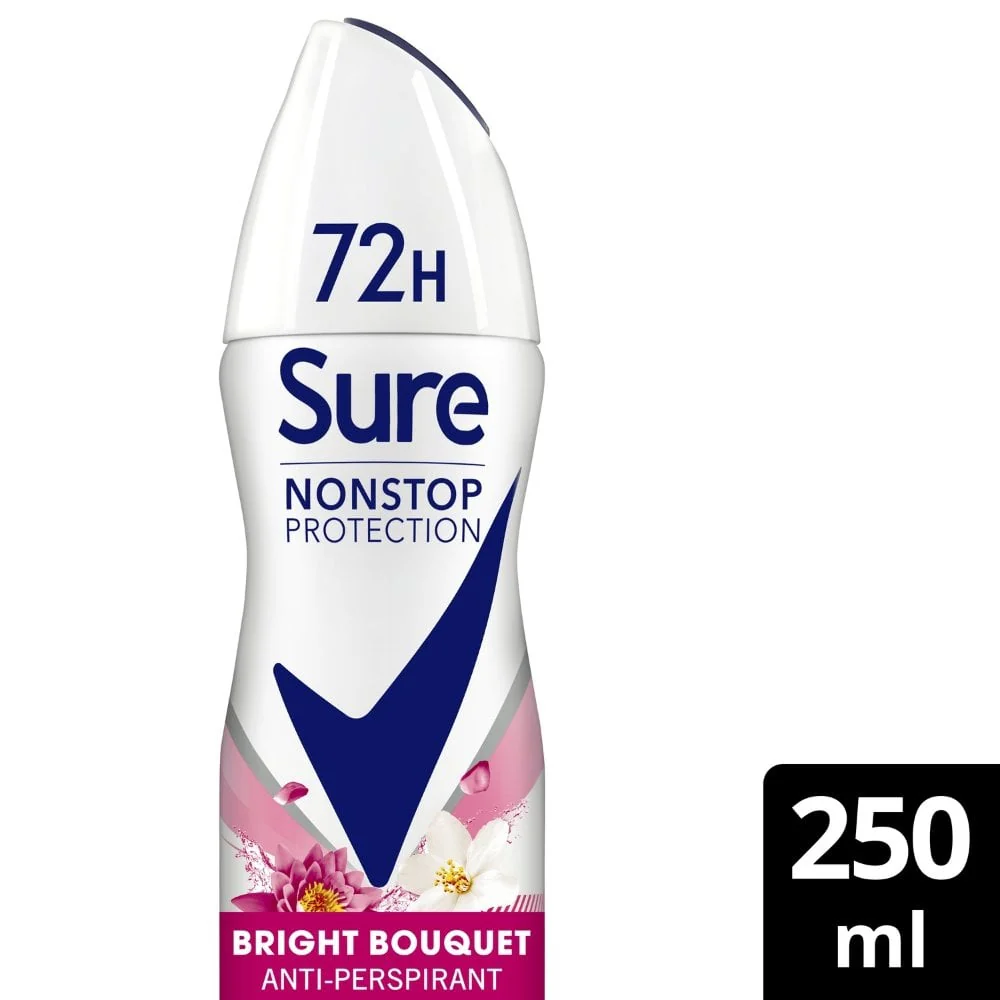 Sure Nonstop Protection 72h Bright Bouquet Anti-Perspirant Deodorant Spray 250ml - Image 2
