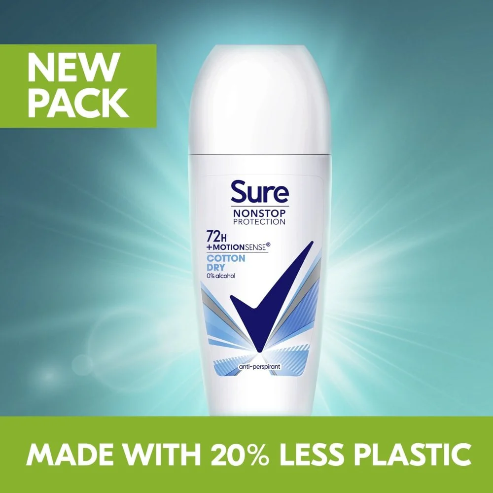 Sure Nonstop Protection 72h Cotton Dry Anti-Perspirant Deodorant Roll-On 50ml - Image 8