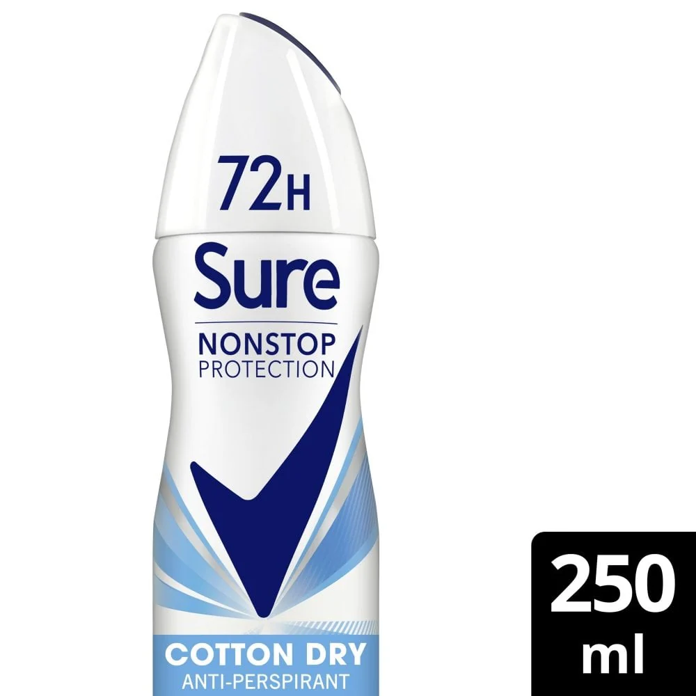 Sure Nonstop Protection 72h Cotton Dry Anti-Perspirant Deodorant Spray 250ml - Image 2