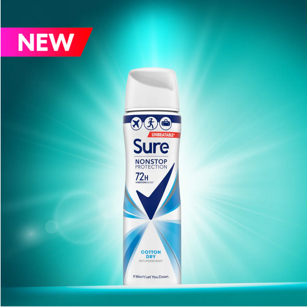 Sure Nonstop Protection 72h Cotton Dry Anti-Perspirant Deodorant Spray 75ml - Image 7