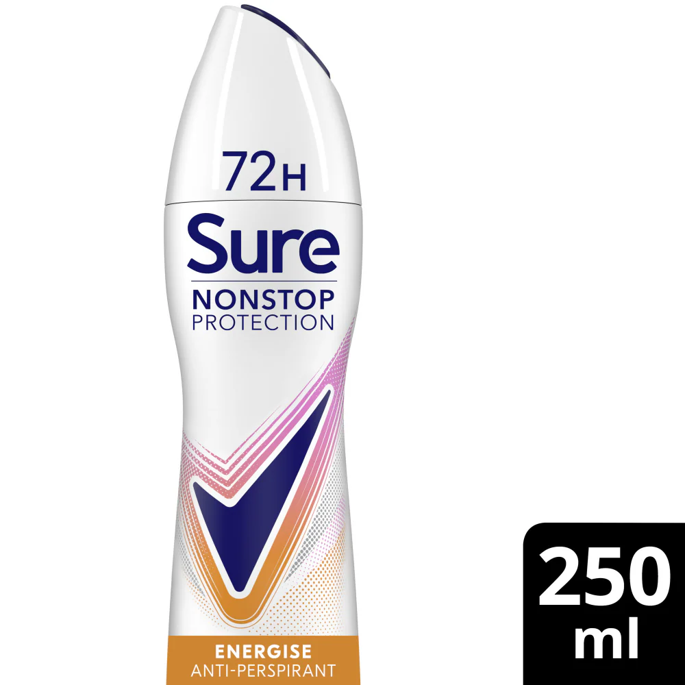 Sure Nonstop Protection 72h Energise Anti-Perspirant Deodorant Spray 250ml - Image 2