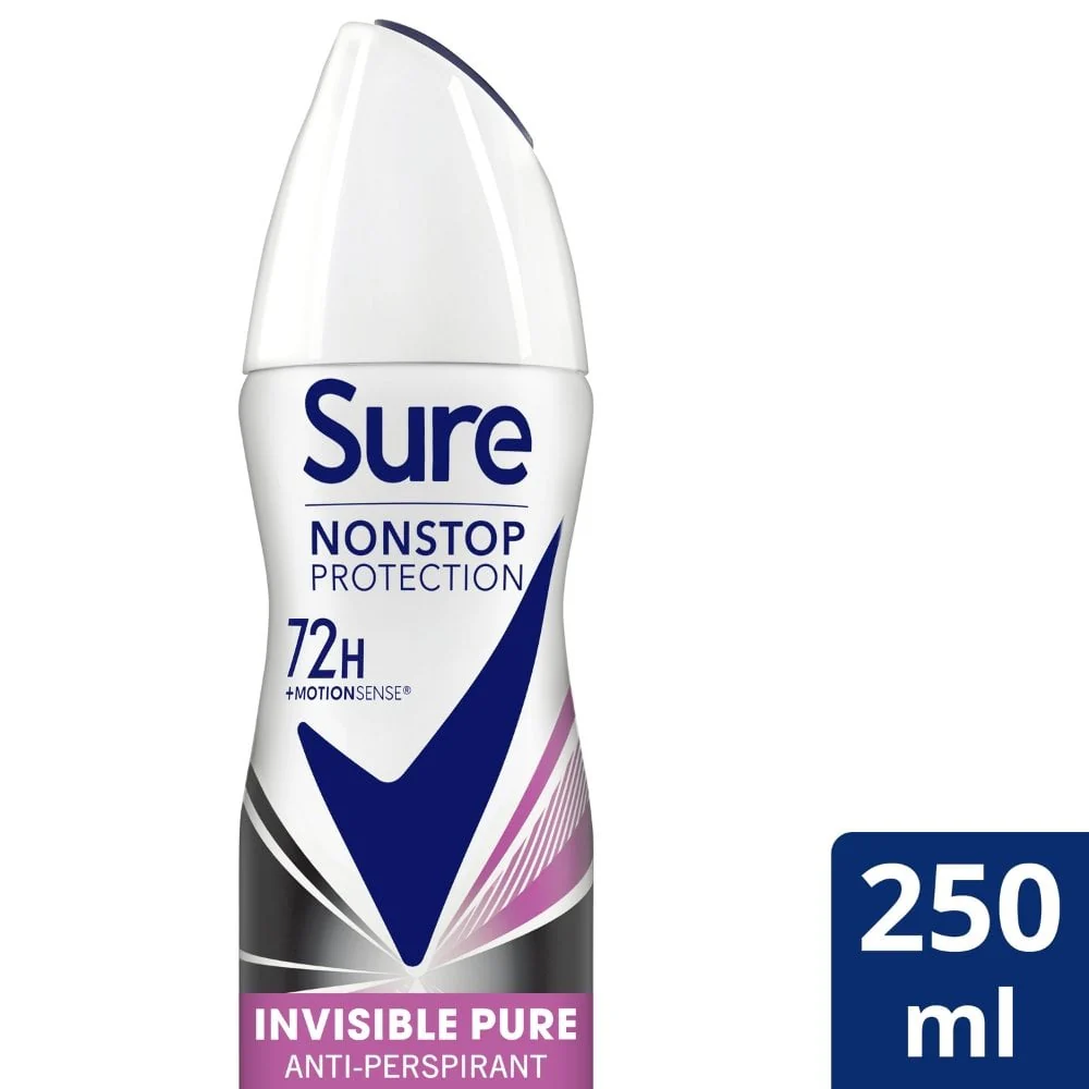 Sure Nonstop Protection 72h Invisible Pure Anti-Perspirant Deodorant Spray 250ml - Image 2