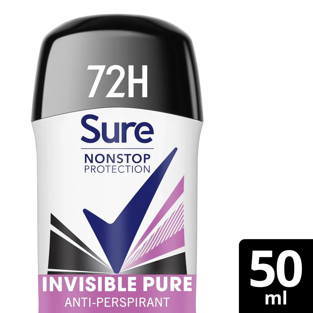 Sure Nonstop Protection 72h Invisible Pure Anti-Perspirant Deodorant Stick 50ml - Image 2
