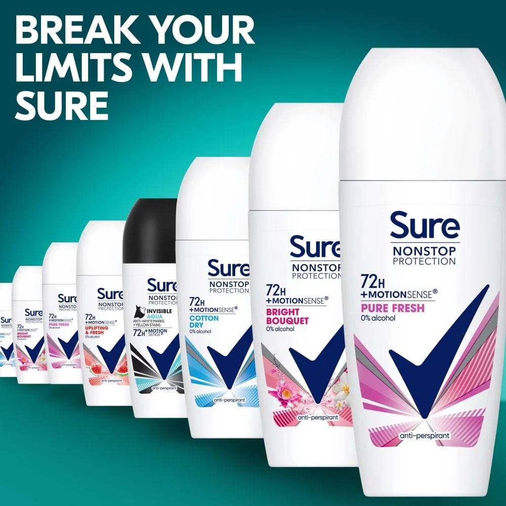 Sure Nonstop Protection 72h Pure Fresh Anti-Perspirant Deodorant Roll-On 50ml - Image 8