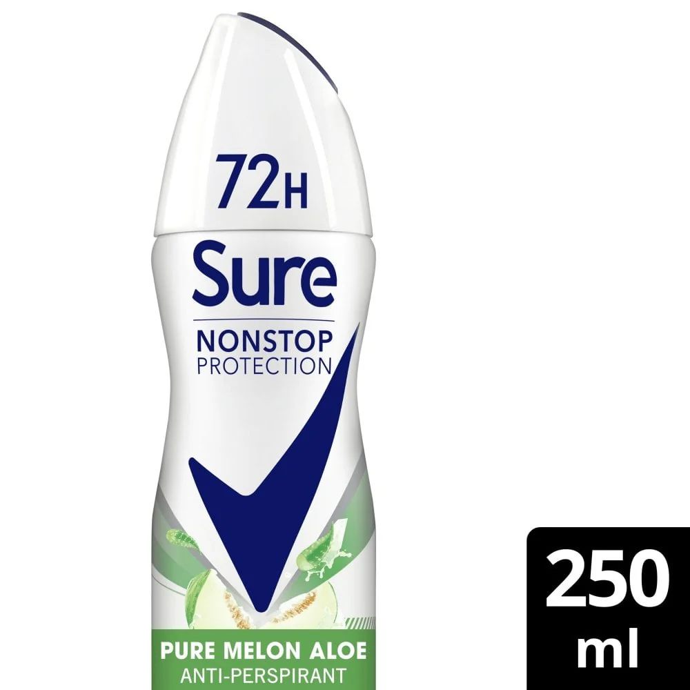 Sure Nonstop Protection 72h Pure Melon Aloe Anti-Perspirant Deodorant Spray 250ml - Image 2