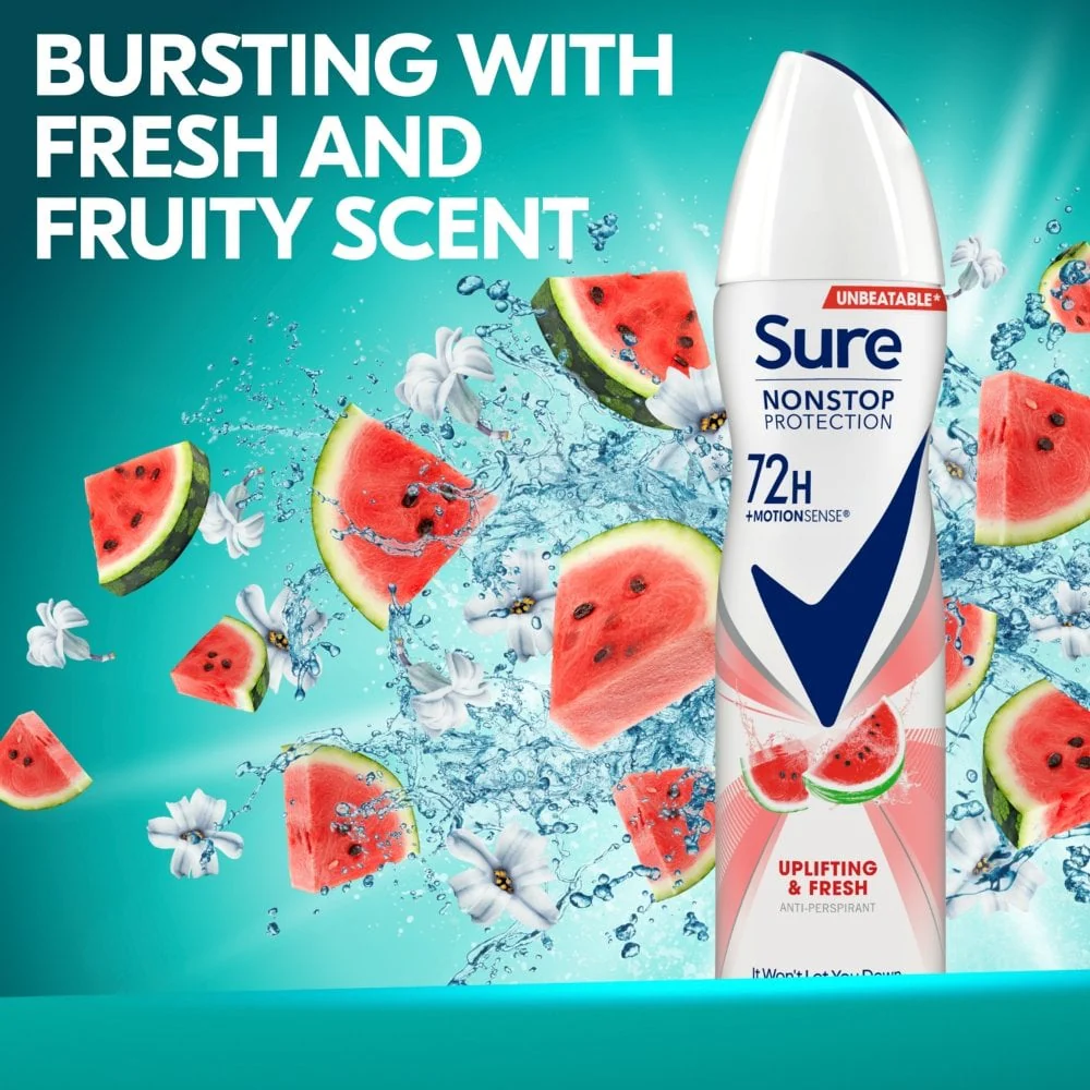 Sure Nonstop Protection 72h Uplifting & Fresh Anti-Perspirant Deodorant Spray 250ml - Image 4