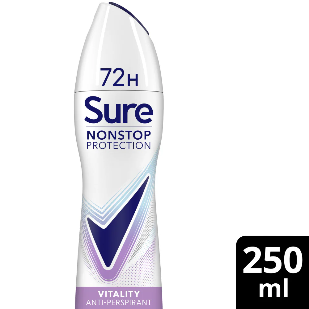 Sure Nonstop Protection 72h Vitality Anti-Perspirant Deodorant Spray 250ml - Image 2