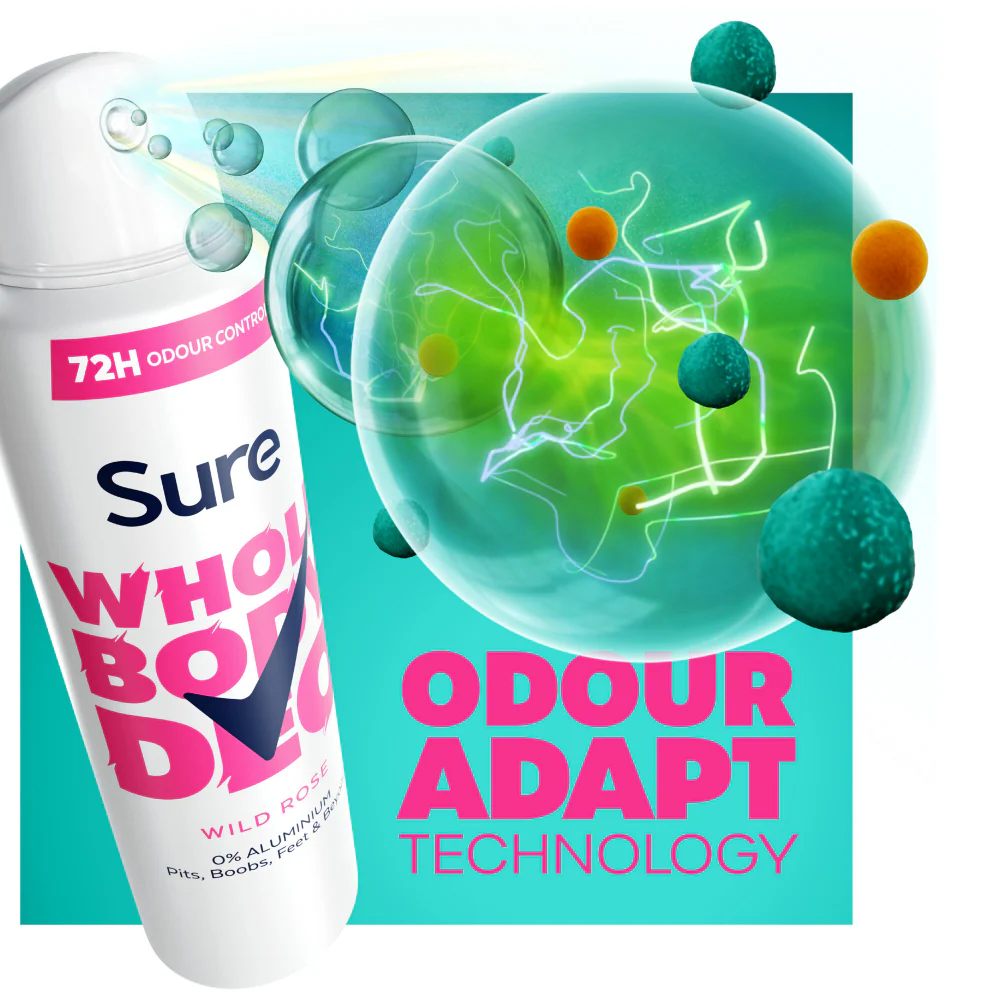 Sure Whole Body Deo 72h Wild Rose Deodorant Body Spray 150ml - Image 4