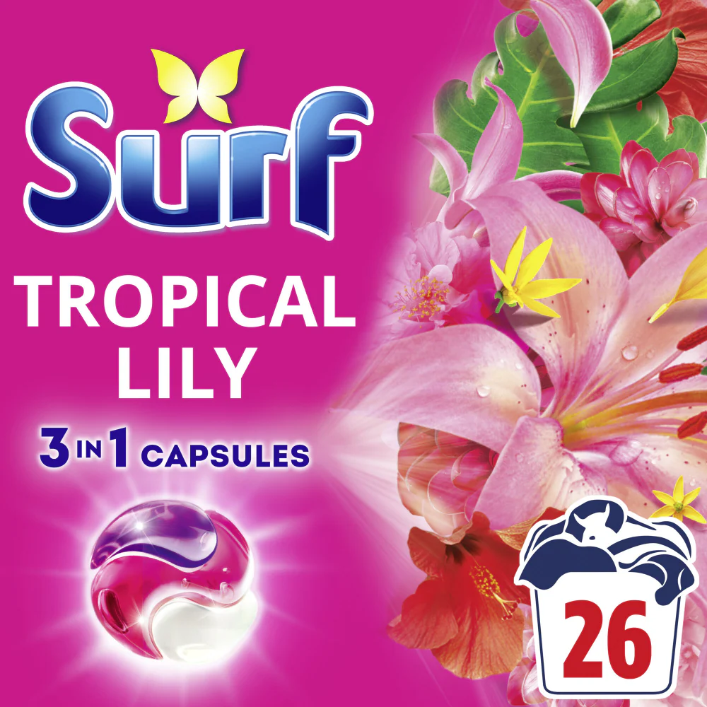 Surf Tropical Lily 3-In-1 Laundry Washing Detergent Capsules 26 Washes - Image 2