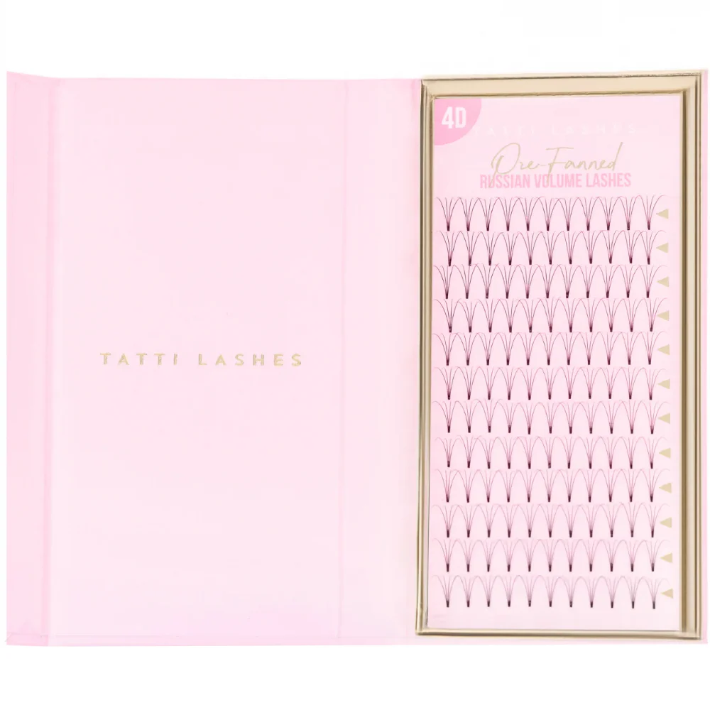 Tatti Lashes 12mm C Curl Pre-Fanned Russian Volume 4D Individual Lashes Black - Image 2