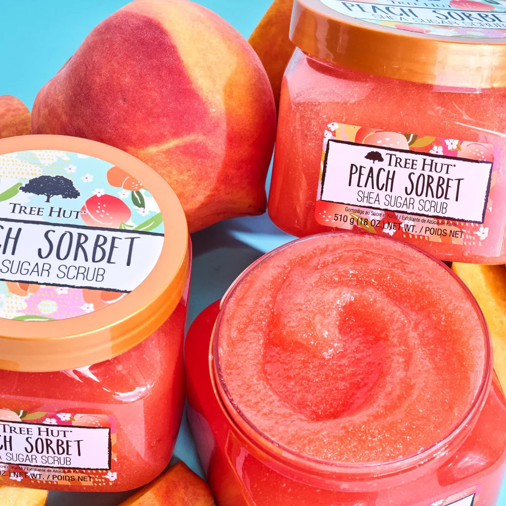 Tree Hut Shea Sugar Scrub Peach Sorbet 510g - Image 5