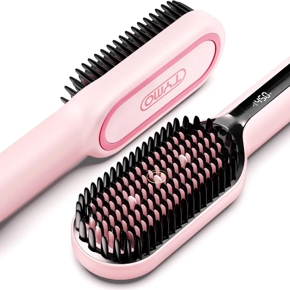 TYMO iONIC Plus Hair Straightener Brush Pink - Image 2