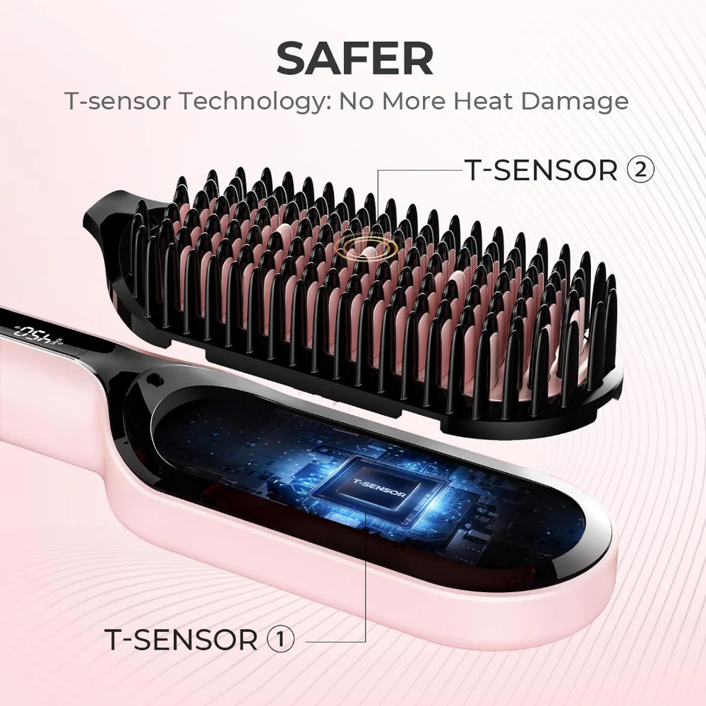 TYMO iONIC Plus Hair Straightener Brush Pink - Image 3
