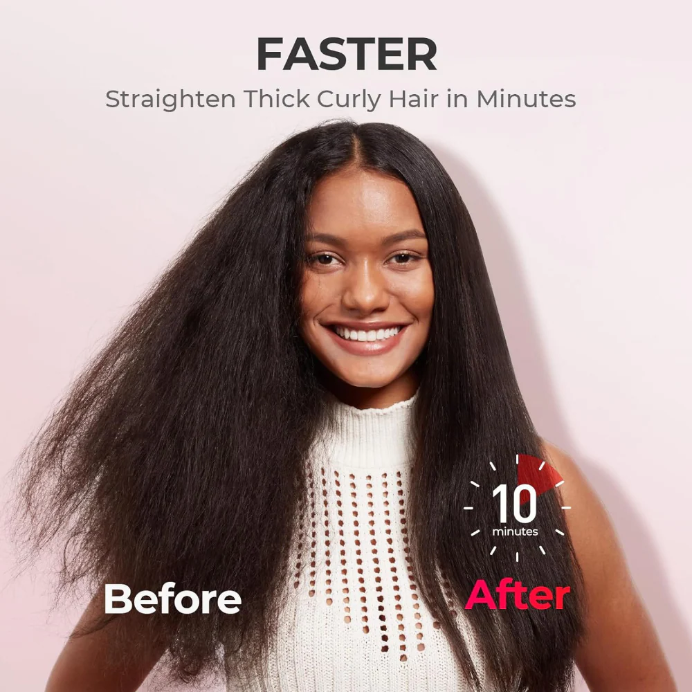 TYMO iONIC Plus Hair Straightener Brush Pink - Image 5