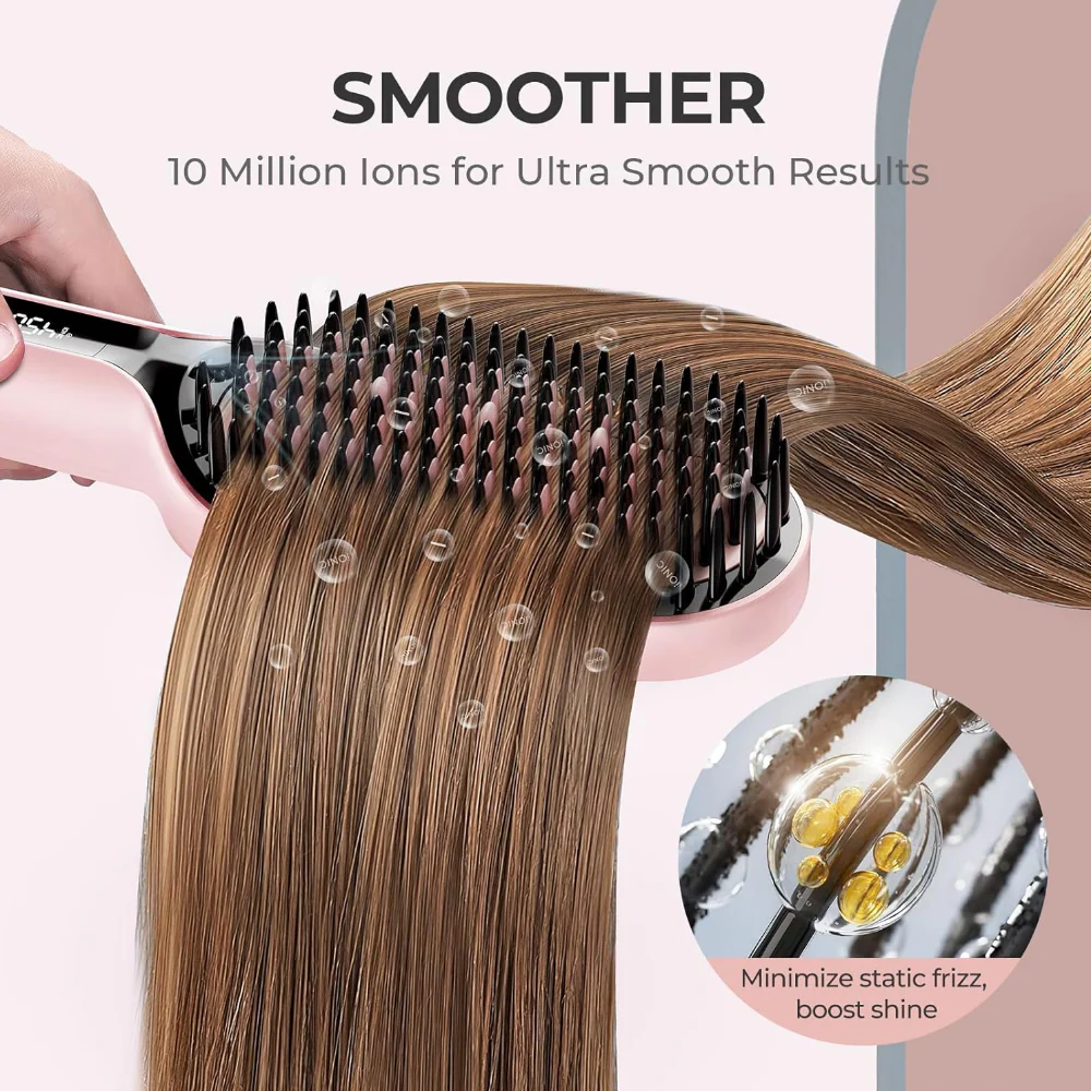 TYMO iONIC Plus Hair Straightener Brush Pink - Image 6