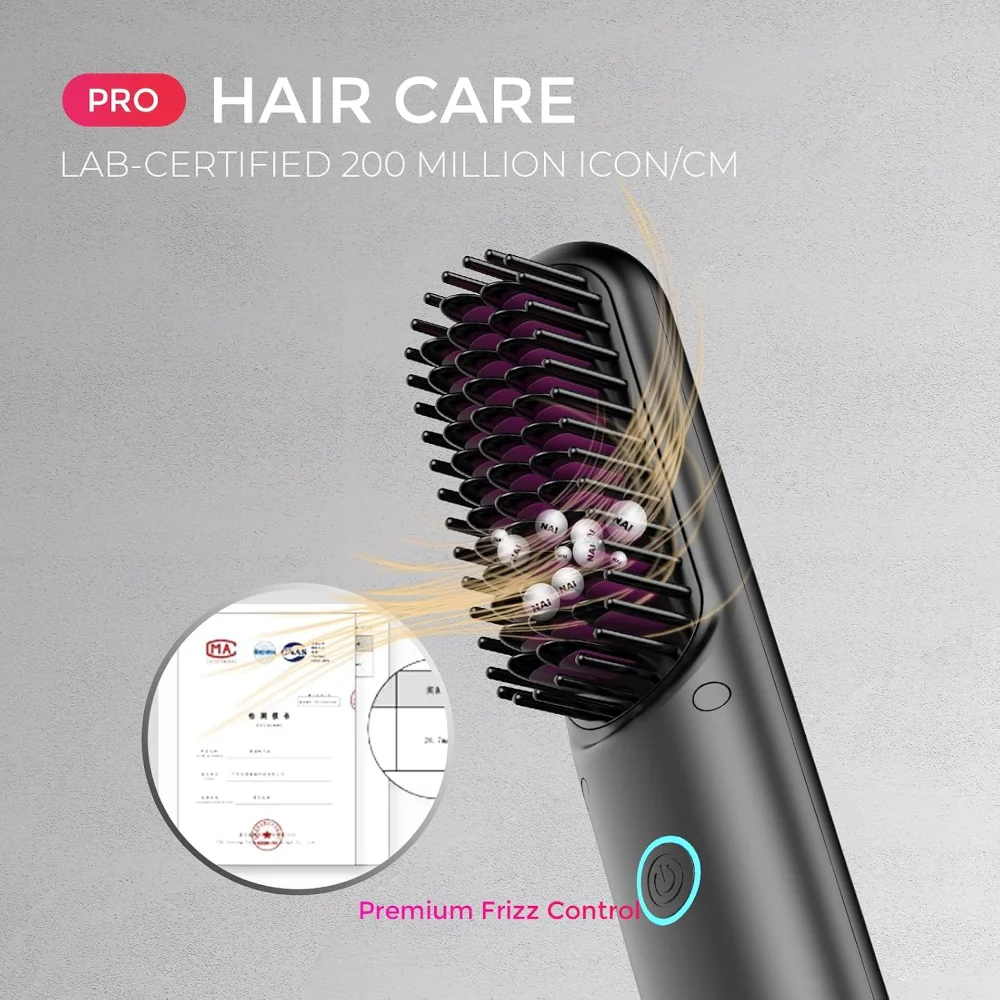 TYMO Porta Pro Cordless Hair Straightening Brush Black - Image 8