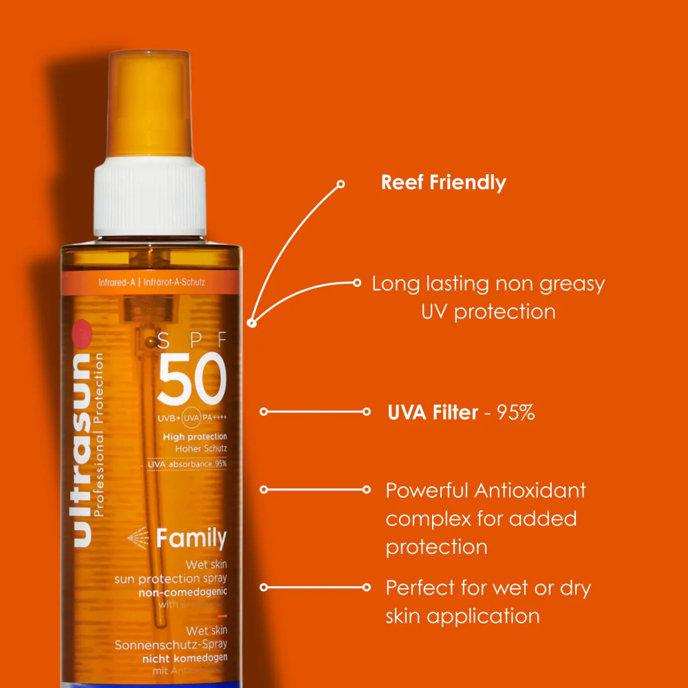 Ultrasun Family Wet Skin Sun Protection Spray PA++++ SPF50 200ml - Image 2
