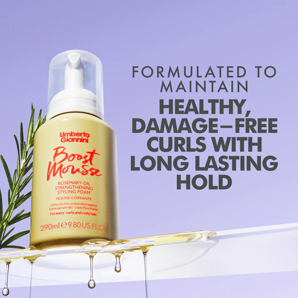 Umberto Giannini Boost Mousse Rosemary Oil Strengthening Styling Foam 290ml - Image 3