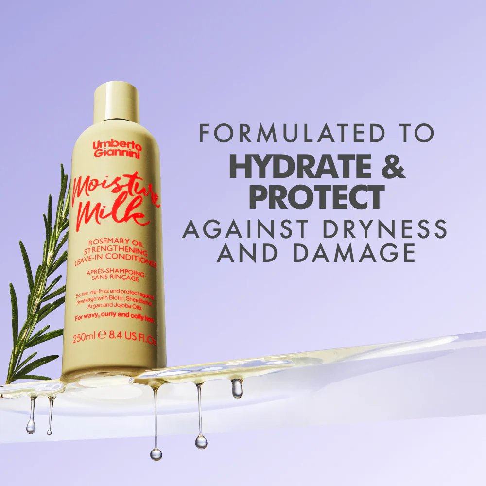 Umberto Giannini Moisture Milk Rosemary Oil Strengthening Leave-In Conditioner 250ml - Image 3