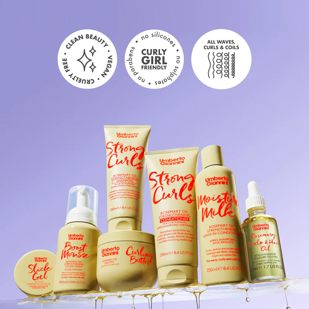 Umberto Giannini Strong Curls Rosemary Oil Strengthening Shampoo & Conditioner Twin 2 x 250ml - Image 6