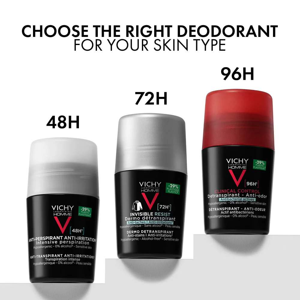 Vichy Homme 72h Anti-Perspirant Deodorant Roll-On 50ml - Image 4