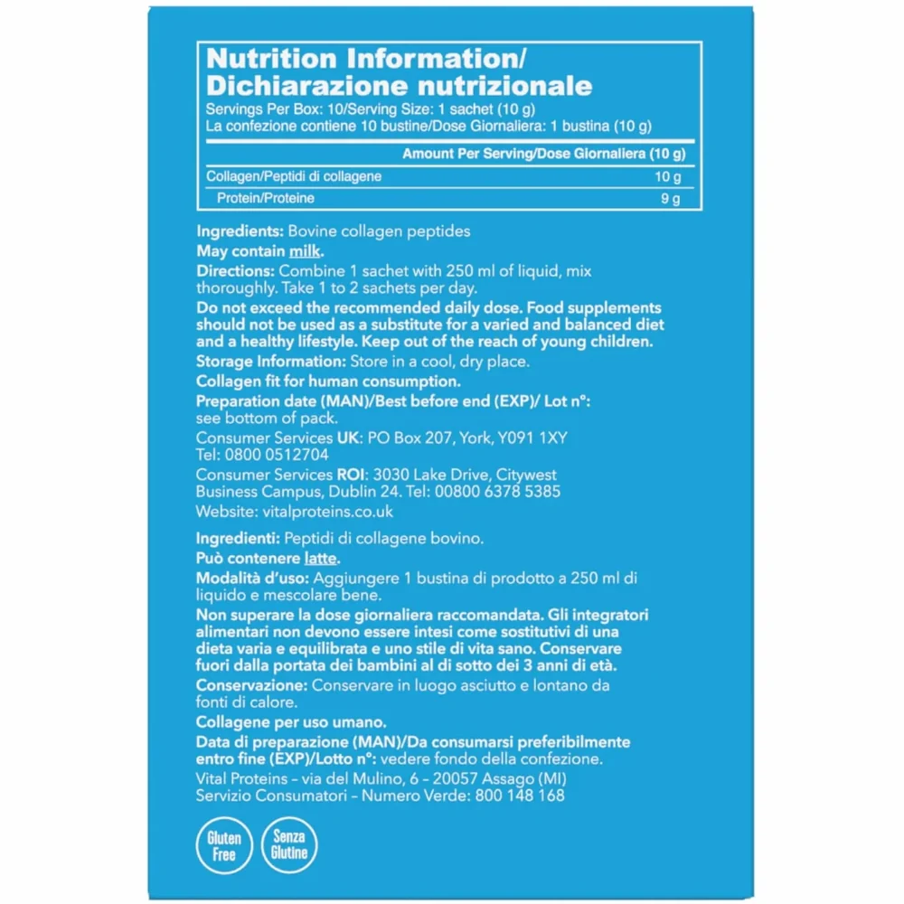 Vital Proteins Unflavoured Collagen Peptides Sachets 10 x 10g - Image 2