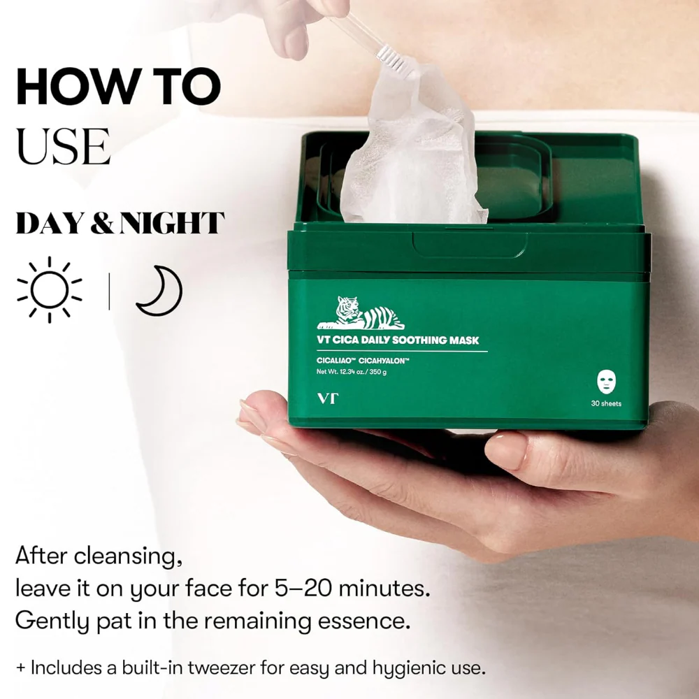 VT Cosmetics Cica Daily Soothing Sheet Mask 30 Sheets - Image 6