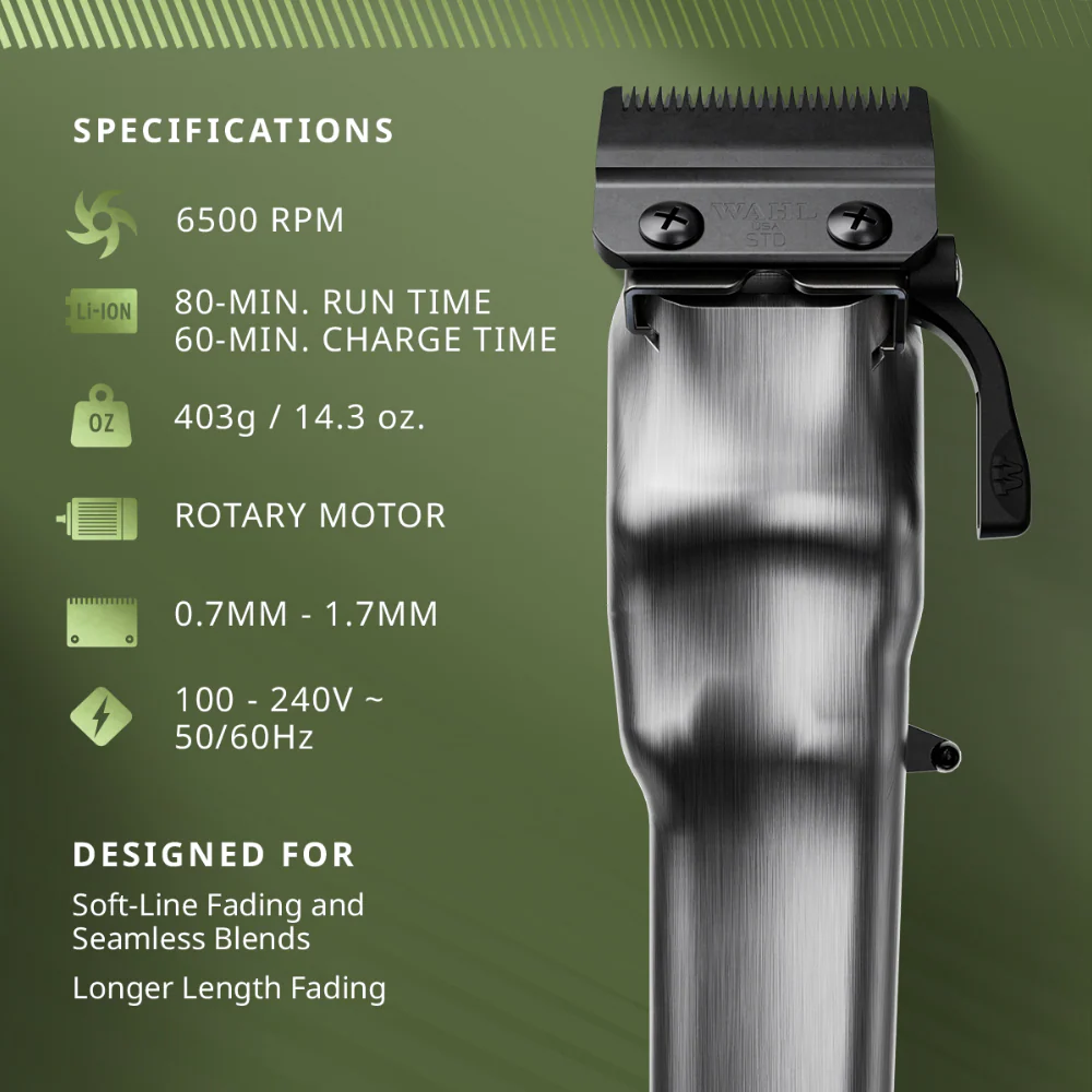 Wahl Professional Cordless Legend Hair Clipper Limited Edition Olive Green - Image 3