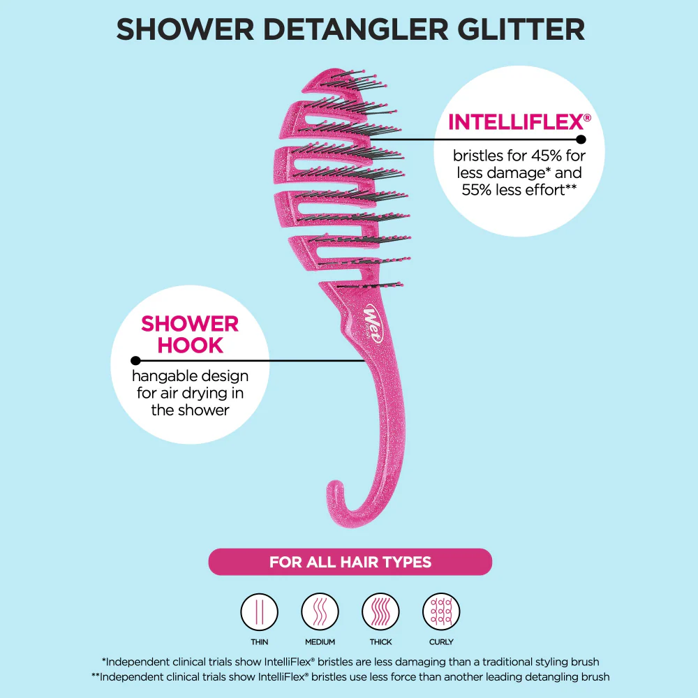 Wet Brush Shower Detangler Brush Glitter Pink - Image 5