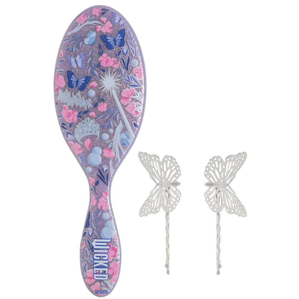 Wet Brush X Wicked Original Pro Detangler Brush Glow With Glinda with Butterfly Bobbies - Image 2