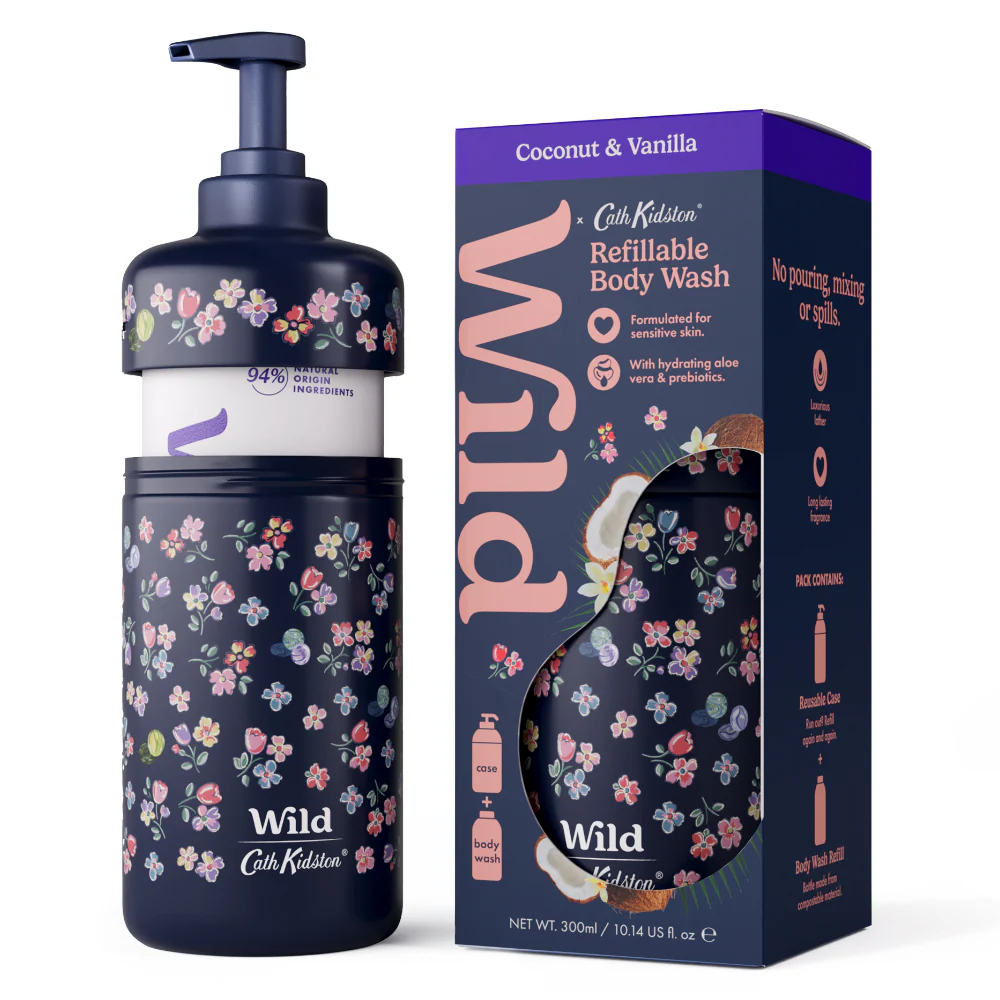 Wild Cath Kidston Marble Ditsy Body Wash Case + Coconut & Vanilla Body Wash Refill 300ml - Image 2