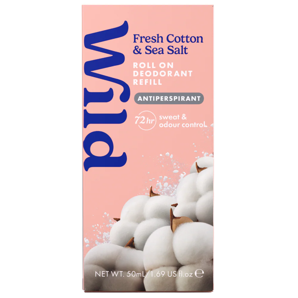 Wild Fresh Cotton & Sea Salt Antiperspirant Deodorant Roll-On Refill 50ml - Image 2