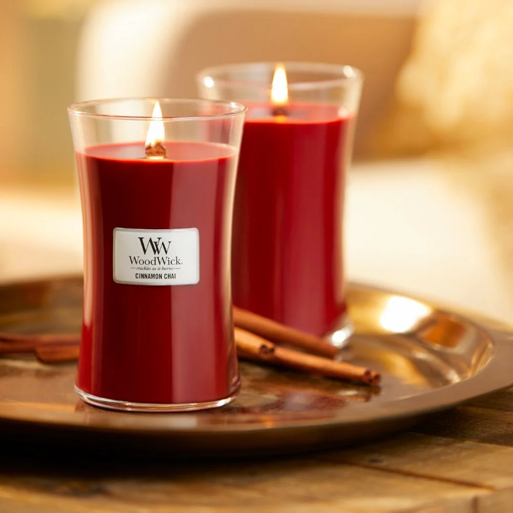WoodWick Cinnamon Chai Large Hourglass Jar Candle - Image 3