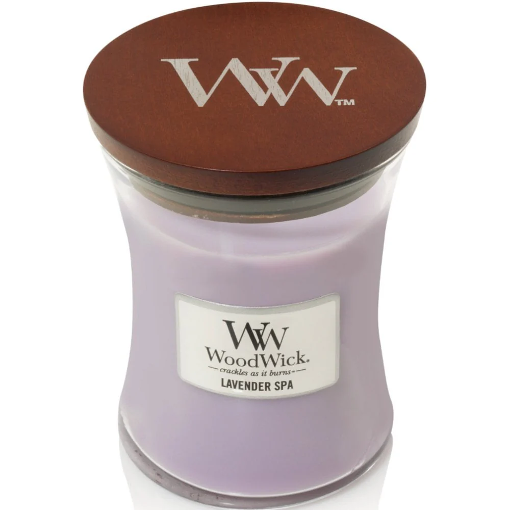 WoodWick Lavender Spa Medium Hourglass Jar Candle - Image 2