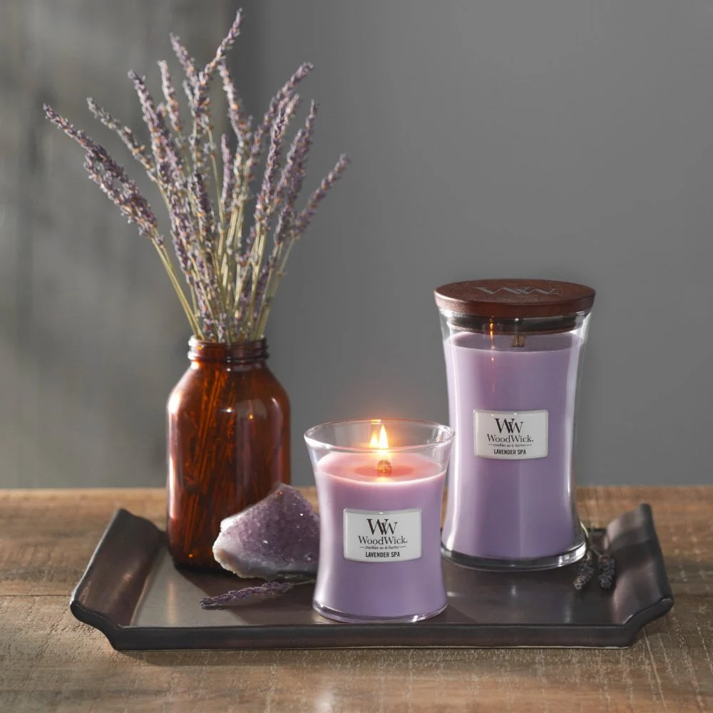 WoodWick Lavender Spa Medium Hourglass Jar Candle - Image 3