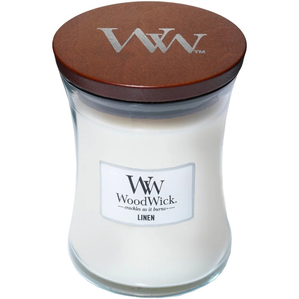 WoodWick Linen Medium Hourglass Jar Candle - Image 2