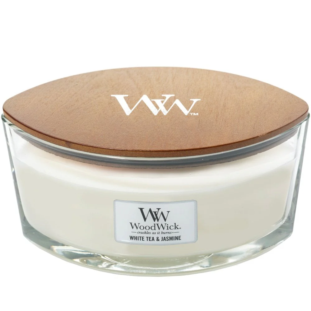 WoodWick White Tea & Jasmine Ellipse Jar Candle - Image 2