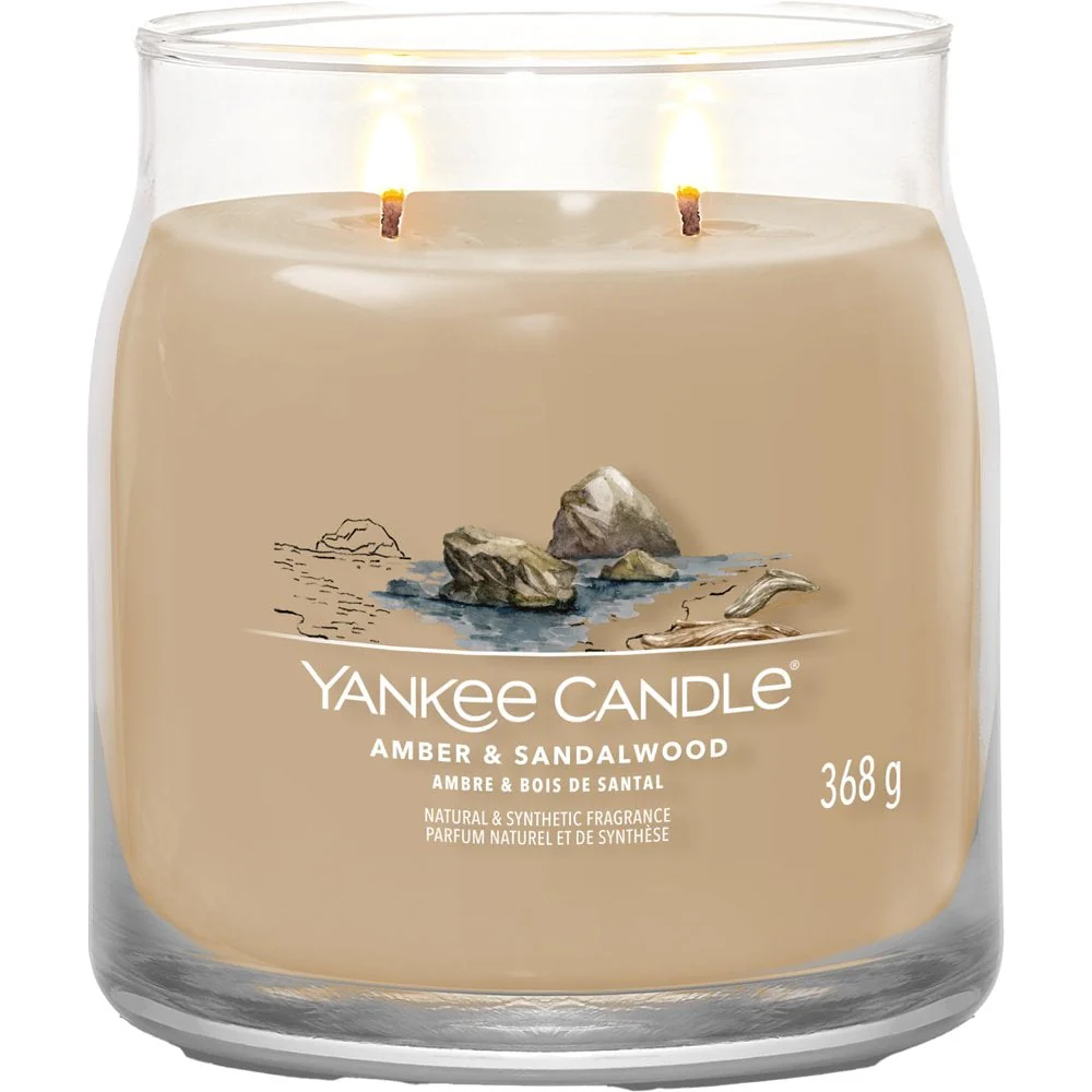 Yankee Candle Amber & Sandalwood Medium Signature Jar Candle - Image 2