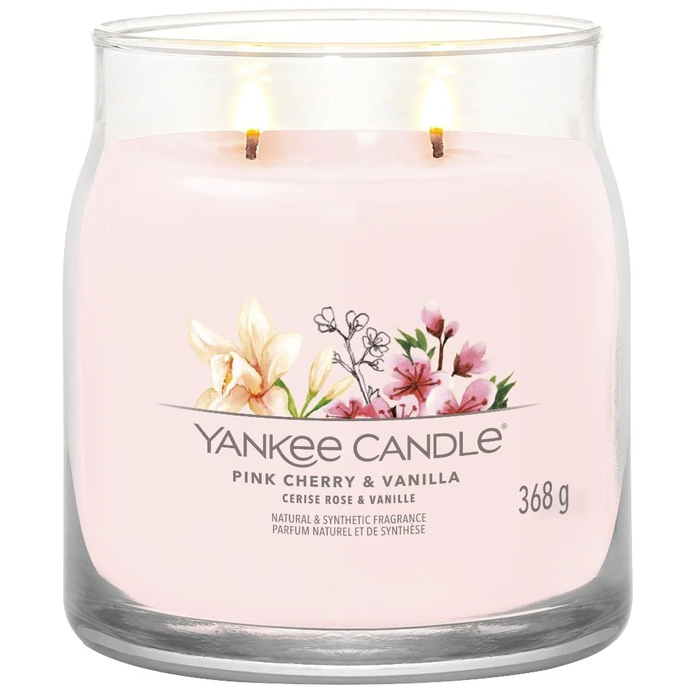 Yankee Candle Pink Cherry & Vanilla Medium Signature Jar Candle - Image 2